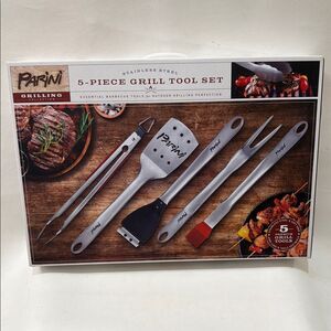 Panini Silver Black Red  BBQ Grilling Tool Premium Outdoor Soft Grip Essentials